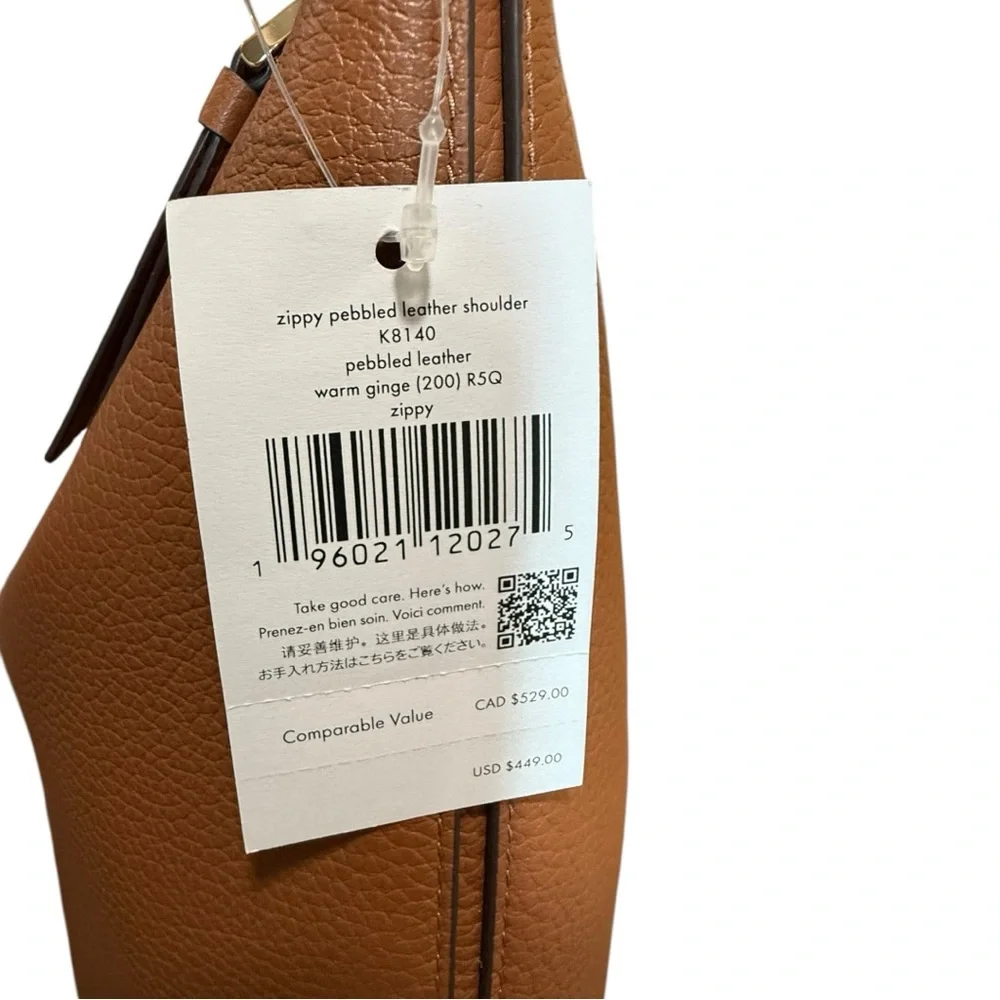 Kate Spade Zippy Pebbled Leather Shoulder Bag Warm Ginger K8140 NWT Crossbody - Picture 11 of 14